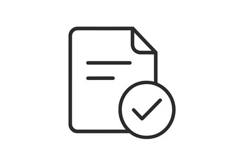 Poster - Vector icon representing a document with a check mark indicating approval or completion
