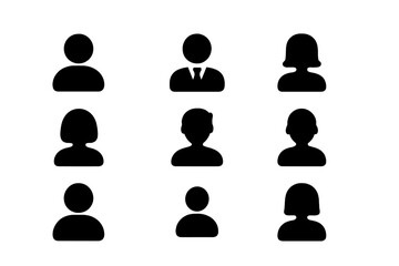 Poster - Collection of vector icon silhouettes representing diverse professional roles and personal styles