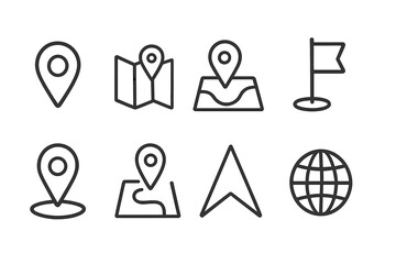 Poster - Vector icons representing navigation tools and mapping elements for digital applications and content creation