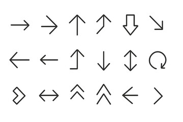 Poster - Collection of vector icons depicting various directional arrows and circular symbols for digital design use