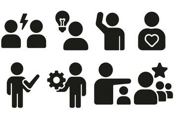 Poster - Vector icons representing various human interactions and activities for design and communication purposes