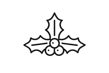 Poster - Vector icon depicting holly leaves and berries in a simple and elegant design suitable for festive decorations