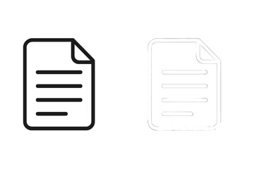 Poster - Vector icon representing a document with a folded corner in black and white styles for versatile applications