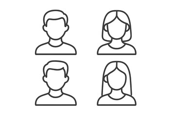Fototapete - Modern vector icons representing male and female figures with simple lines for use in various design projects