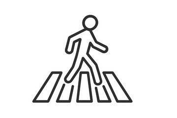 Poster - Walking figure crossing pedestrian lines as a vector icon representing road safety in urban environments