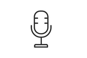 Poster - Stylized vector icon depicting a vintage microphone on a stand designed for audio recording and broadcasting purposes