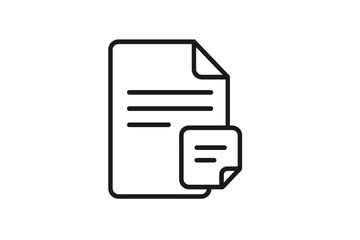 Poster - Simple vector icon depicting a document with a corner fold and a smaller note or paper attached below, ideal for digital design