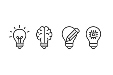 Poster - Creative concepts represented through vector icons depicting ideas, innovation, and technology in a minimalistic style