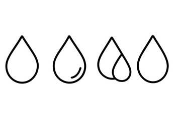 Poster - Set of vector icons depicting various water drop designs for digital and graphic projects in minimalist style