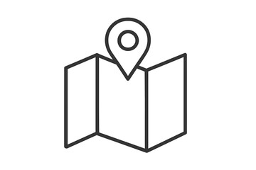 Poster - Vector icon representing a folded map with a location marker symbol indicating a specific point of interest