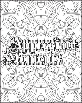 Gratitude Quote Coloring Page for Adults. Gratitude Quote Coloring Page for Amazon KDP.