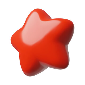 3D vector illustration of glossy red five-pointed star.