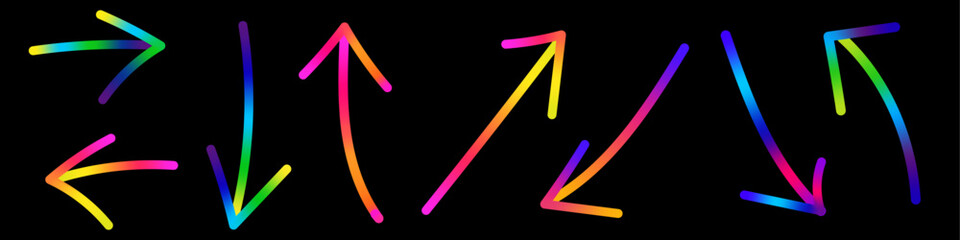 Poster - Set of hand drawn gradient  arrow line different direction. vector illustration