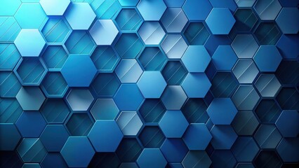 Leinwandbilder - Abstract Blue Hexagonal Pattern Background Design Featuring a Multitude of Varied Shadings and Depth