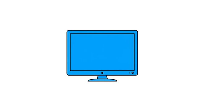 Display Device Illustration with Blue Screen on White Background