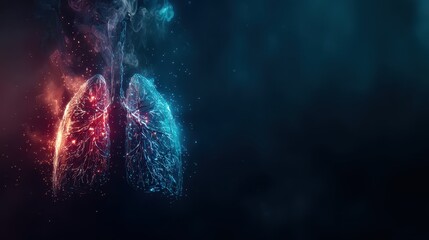 Poster - Illuminated Healthy Lungs Displaying Vitality and Structure in Stunning Visual Representation Against Dark Background