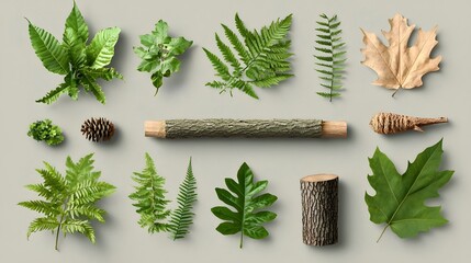 Poster - Diverse Leaf Icons Infographic Representing Tropical Temperate and Boreal Forest Environments on Isolated Background