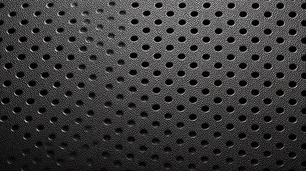 Aufkleber - Seamless perforated black metal background texture, tile able trendy elegant dark grey leatherette with pierced holes, luxury steering wheel or auto seat upholstery material pattern