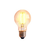 Glowing led filament bulb isolated on white background on transparent background
