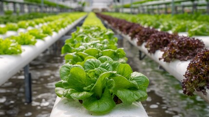 Poster - Rows of hydroponic farming crops