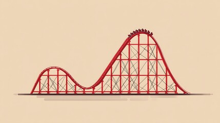 Aufkleber - Red roller coaster, flat minimalistic isolated style illustration