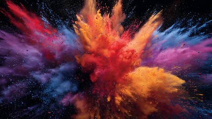 Leinwandbilder - Product display frame with colorful powder paint explosion
