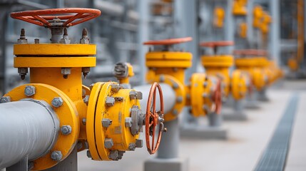 Leinwandbilder - Pipe line oil and gas valves at gas plant pressure safety valve selective
