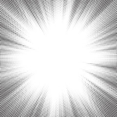 Fototapete - Halftone gradient sun rays pattern. Abstract halftone vector dots background. monochrome dots pattern. Vector background in comic book style with sunburst rays and halftone. Retro pop art design.