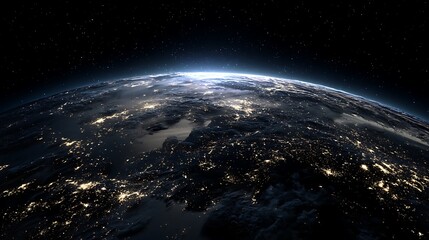 Leinwandbilder - Nightly planet earth in dark outer space