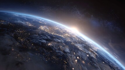 Leinwandbilder - Nightly planet earth in dark outer space