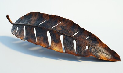 Poster - Dried leaf, studio shot, white background, autumn, nature