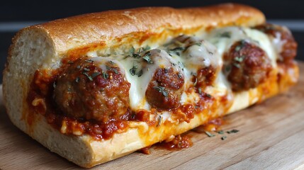 Poster - Meatball sub with tomato sauce and cheese