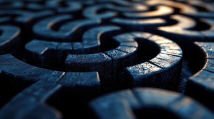 Poster - abstract dark blue swirling maze pattern texture