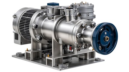 Poster - Industrial vacuum pump for various manufacturing applications isolated on a white background