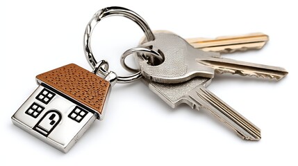Poster - House keys with house shaped keychain isolated