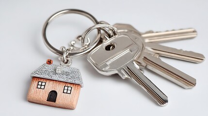Poster - House keys with house shaped keychain isolated