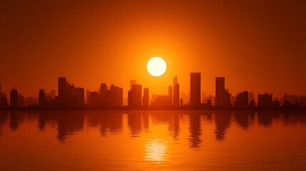 Aufkleber - Heatwave over a city bright sun global warming urban heat