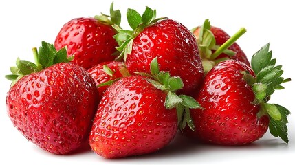 Poster - Group of fresh strawberries on white background isolated