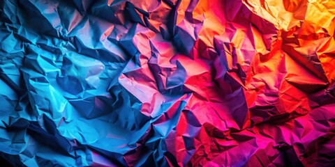 Aufkleber - Abstract Colorful Crumpled Paper Texture A Vibrant Gradient of Blues and Reds