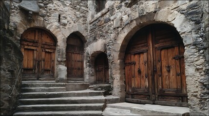 Aufkleber - Wooden doors in medieval castle