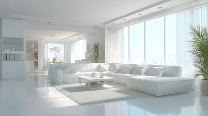 Poster - White contemporary living room interior home design creativity material and space organize house beautiful ideas concept living room with natural sunlight cosy comfort interior space background