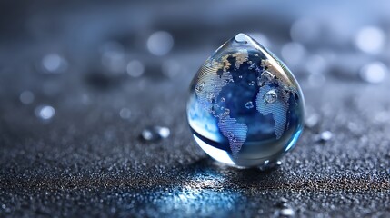 Aufkleber - World water day, a globe in the shape of a drop of water, saving water and world environmental protection concept