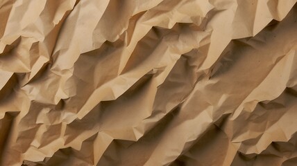 Poster - Detailed texture of crumpled brown paper, showcasing depth and shadows in a seamless pattern.