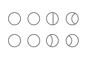 Poster - Vector icon showcasing various circular shapes representing phases of a circle in a clean, minimalist style ideal for graphic design projects