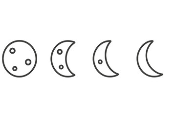 Poster - Vector icon representing different phases of the moon in a simple and clean design suitable for educational or decorative use