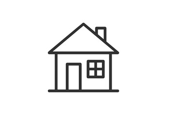 Poster - Simple vector icon representing a house with a chimney and window, suitable for various design projects and applications