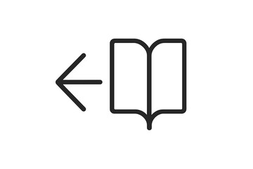Poster - Vector icon depicting a left arrow directing towards an open book symbolizing knowledge and learning in digital design context