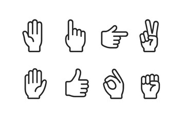 Poster - Collection of vector hand gesture icons for communication and interaction