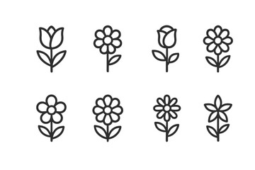 Poster - Vector icons of various flower designs suitable for decorative purposes in digital or print media