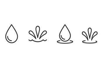 Poster - Water drop vector icons depicting varying splash effects in minimalistic design suitable for modern graphics